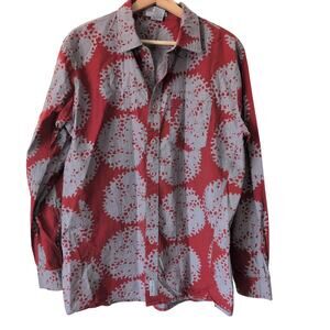 Marithe + Francois Girbaud Vintage Y2K Button Up Red Grey Cotton Shirt Men's M